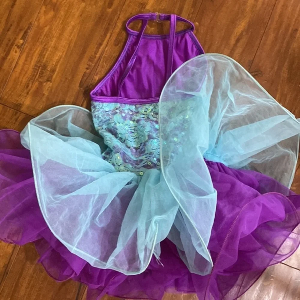 Weissman Showtime Ballet Costume Tutu Dress Purple Aqua XSC 4/5 USA